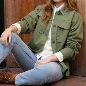 Velvet Heart Olive Green Embellished Utility Jacket Women’s Size Large